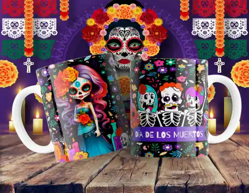 vectores plantilas CATRINA,DÍA DE MUERTOS,HALLOWEEN,